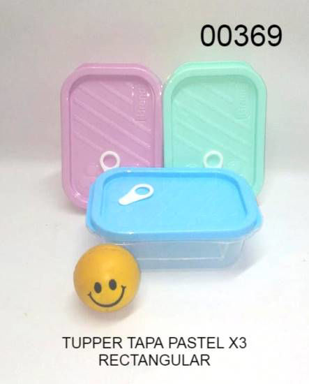 Imagen de HERMETICO TUPPER TAPA PASTEL X3 RECTANGULAR 3.26